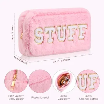 Chunful Chenille Letter Makeup Bag Set for Women