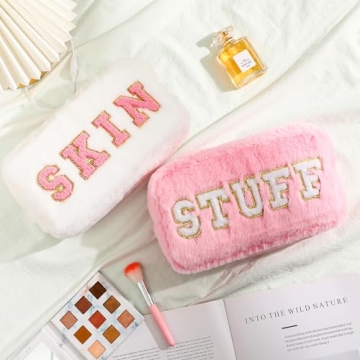 Chunful Chenille Letter Makeup Bag Set for Women