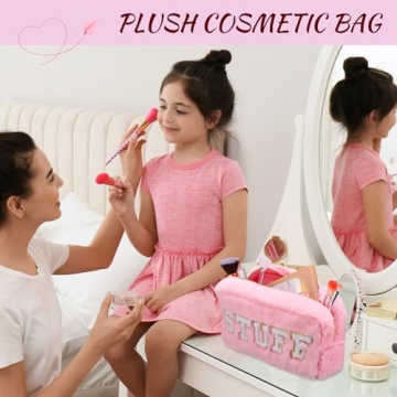 Chunful Chenille Letter Makeup Bag Set for Women