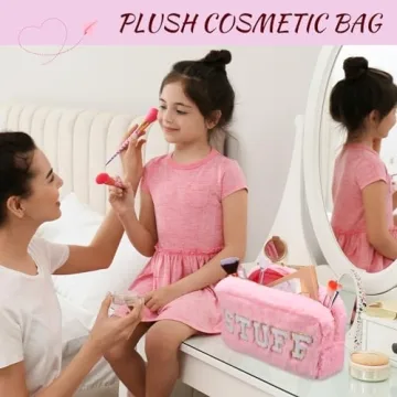 Chunful Chenille Letter Makeup Bag Set for Women