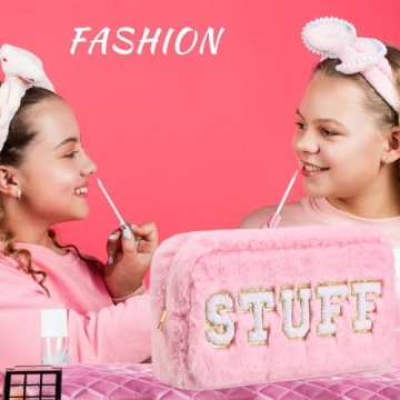 Chunful Chenille Letter Makeup Bag Set for Women