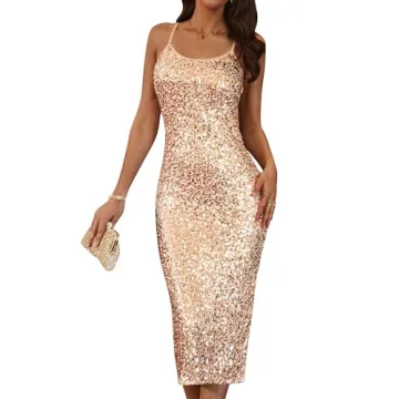 GRACE KARIN Women's Sequin Spaghetti Strap Formal Dress - Elegant & Stylish Evening Outfit