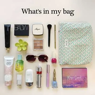 STARDW Flower Cosmetic Bags Makeup Bags for Women,Travel Makeup Bag Large Capacity Canvas Makeup Bag,Makeup Organizer Bag Zipper Pouch (Pink Floral)