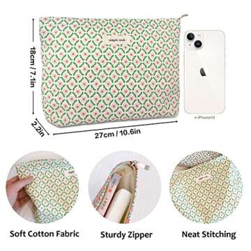 STARDW Flower Cosmetic Bags Makeup Bags for Women,Travel Makeup Bag Large Capacity Canvas Makeup Bag,Makeup Organizer Bag Zipper Pouch (Pink Floral)