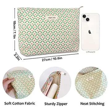 STARDW Flower Cosmetic Bags Makeup Bags for Women,Travel Makeup Bag Large Capacity Canvas Makeup Bag,Makeup Organizer Bag Zipper Pouch (Pink Floral)