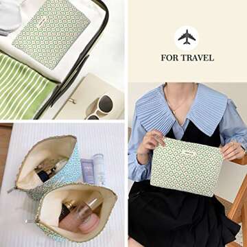 STARDW Flower Cosmetic Bags Makeup Bags for Women,Travel Makeup Bag Large Capacity Canvas Makeup Bag,Makeup Organizer Bag Zipper Pouch (Pink Floral)