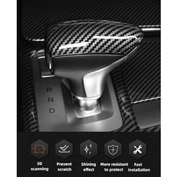 YOUTOOCAR Auto Shift Gear Cover ABS Interior Accessories Carbon Fiber Pattern Compatible with Genesis G70 2017-2022 G80 2015-2023 Accessories