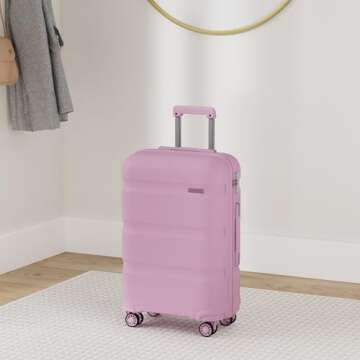 Kono Carry On Luggage Hard Shell Travel Trolley 4 Spinner Wheels Lightweight Polypropylene Suitcase ...