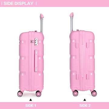 Kono Carry On Luggage Hard Shell Travel Trolley 4 Spinner Wheels Lightweight Polypropylene Suitcase with TSA Lock (Checked-Large 28-Inch, Pink)