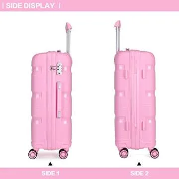Kono Carry On Luggage Hard Shell Travel Trolley 4 Spinner Wheels Lightweight Polypropylene Suitcase with TSA Lock (Checked-Large 28-Inch, Pink)