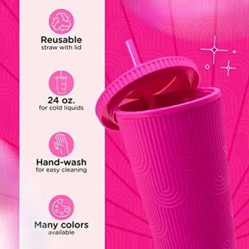 WEST & FIFTH W&5th Mermaid Scale Tumbler, Reusable BPA Free Water Bottle, For Water, Coffee, Cold Brew & More, 24oz (Hot Pink, Matte)