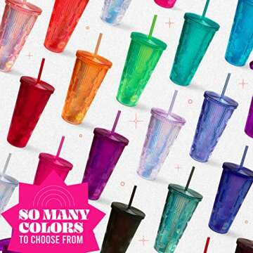 WEST & FIFTH W&5th Mermaid Scale Tumbler, Reusable BPA Free Water Bottle, For Water, Coffee, Cold Brew & More, 24oz (Hot Pink, Matte)