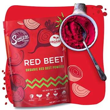 Suncore Foods Organic Red Beet Powder, Red Food Coloring Powder, Gluten-Free, Non-GMO, Organic 5oz (1 Pack)