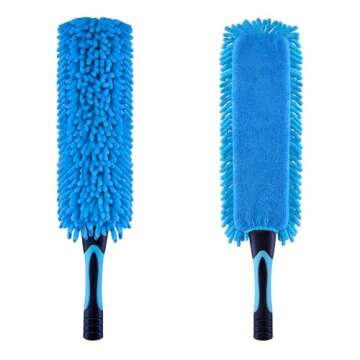 Hicavar 17" Microfiber Flexible Ceiling Fan Duster with Washable Chenille Dusting Cloth, Use by Hand or Attach to Extension Poles