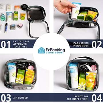 EzPacking Clear TSA Approved Travel Toiletry Bag for Easy Air Travel