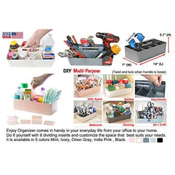 Enjoy Organizer -Large Portable Caddy, DIY Dividers, 8 Compartments, Office Supplies Organizer, Simp...