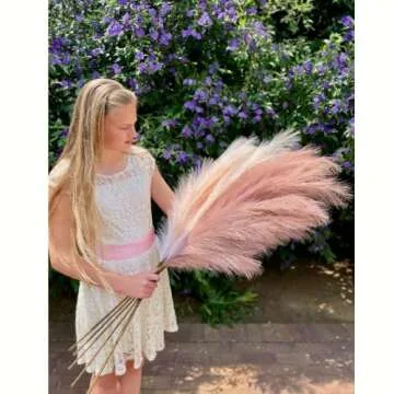 Rain Inc.| Brown & Cream Faux Pampas Grass| 6 PCS Extra Tall Full & Fluffy (47”/ 120cm| Floor & Table Vase Filler| Premium Fake Artificial Pompous| Tall Big Fluffy Boho Décor| Under $7 a stem!