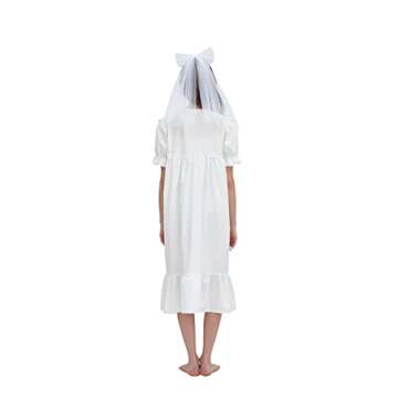 ULLALA Pajamas for Women Madely Short sleeve One-Piece Ivory Vintage Soft Sleepwear 1Piece one Size Cotton