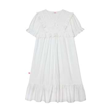 ULLALA Pajamas for Women Madely Short sleeve One-Piece Ivory Vintage Soft Sleepwear 1Piece one Size Cotton