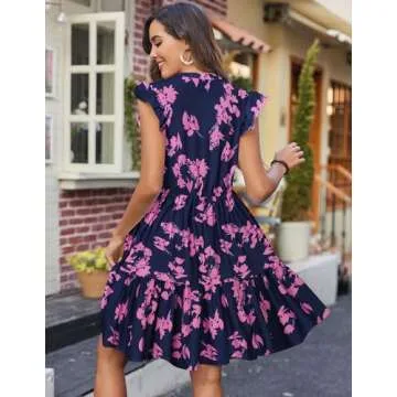 Stylish HOTOUCH Floral Tiered Summer Short Dress