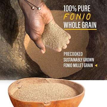 Yolele Fonio African Supergrain Ancient Grains, Precooked Gluten-Free Non GMO Organic Vegan Protein High Fiber Keto Paleo-Friendly Rice Alternative 30 oz (10 oz, 3 Pack)