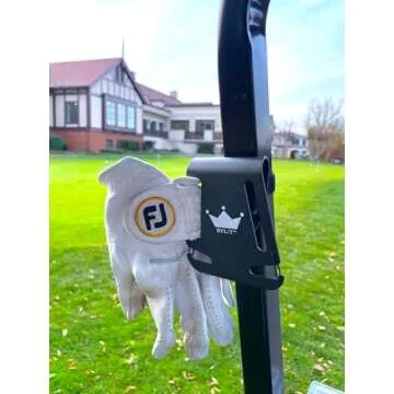RYL/T Golf Metal Landing Pad I Metal Cart Attachment or Bag Clip for Quick and Easy Use of Magnetic Golf Gear & Accessories - Velcro Non-Slip Strap for Cart Attachment and Dry Glove Slot Technology