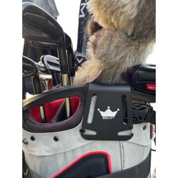 RYL/T Golf Metal Landing Pad I Metal Cart Attachment or Bag Clip for Quick and Easy Use of Magnetic Golf Gear & Accessories - Velcro Non-Slip Strap for Cart Attachment and Dry Glove Slot Technology