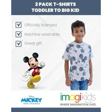 Disney Mickey Mouse Toddler Boys 2 Pack Graphic T-Shirts