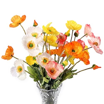 Lumoslyy Realistic Artificial Silk Poppy Flowers for Decor