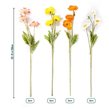 Lumoslyy Realistic Artificial Silk Poppy Flowers for Decor