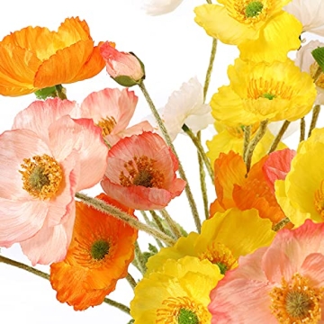 Lumoslyy Realistic Artificial Silk Poppy Flowers for Decor