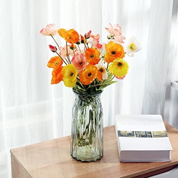 Lumoslyy Realistic Artificial Silk Poppy Flowers for Decor
