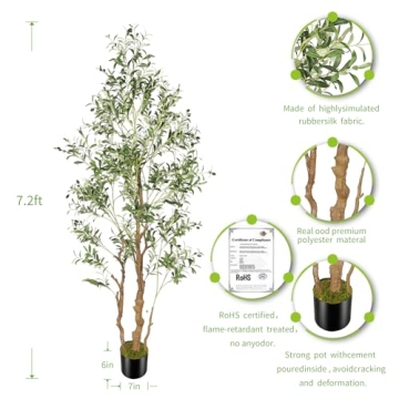 Stunning OXLLXO 7.2ft Olive Tree for Home Decor