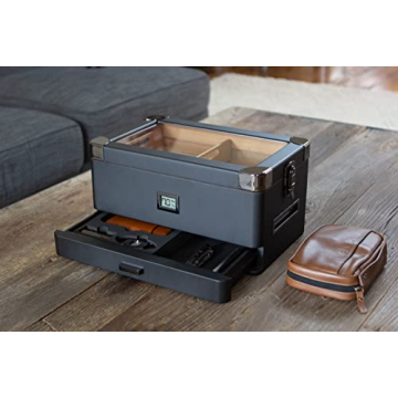 Case Elegance Black Cigar Humidor with Digital Hygrometer
