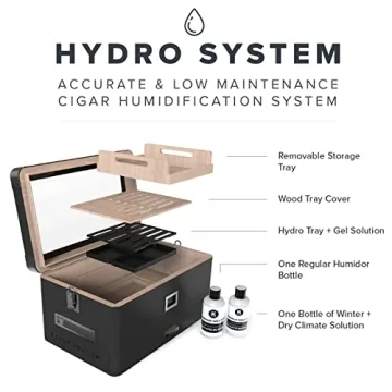 Case Elegance Black Cigar Humidor with Digital Hygrometer