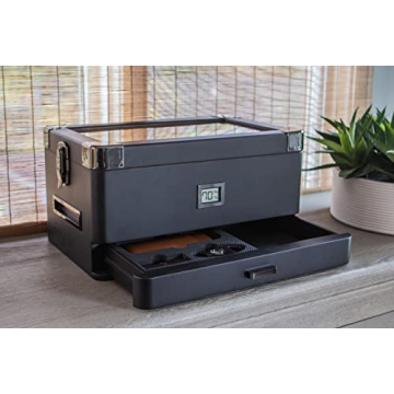 Case Elegance Black Cigar Humidor with Digital Hygrometer