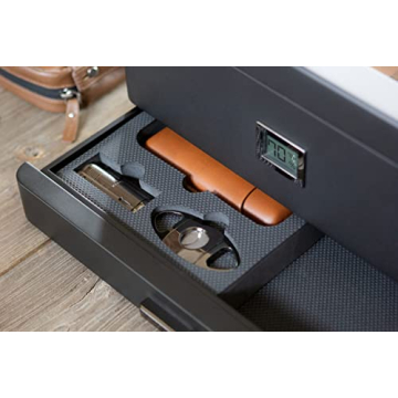 Case Elegance Black Cigar Humidor with Digital Hygrometer