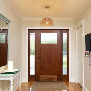 OCWHT Boho Pendant Light Fixture Kitchen Chandelier Rattan Hanging Light Flush Mount Ceiling Light Boho Lamp Shade Wooden Base Bohemian Chandelier for Hallway Bedroom Chandelier Dinning Light Fixture