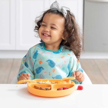 Bumkins Toddler Silicone Suction Plate for Self Feeding