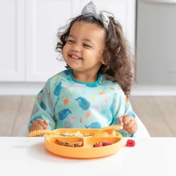 Bumkins Toddler Silicone Suction Plate for Self Feeding