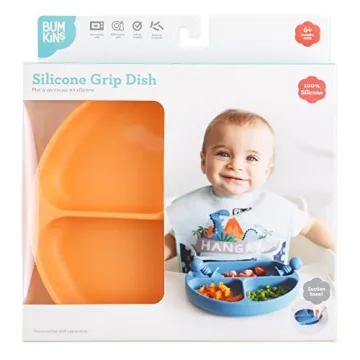 Bumkins Toddler Silicone Suction Plate for Self Feeding