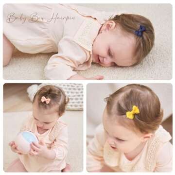Mini Fully Lined Grosgrain Ribbon Hair Bows Clips for Baby Girls with Fine Hair - 40PCS (20 Color Pa...