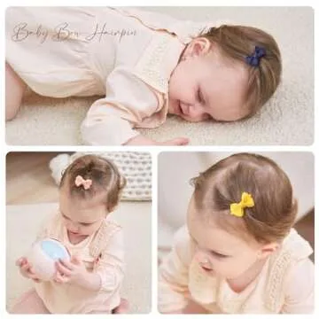 Mini Fully Lined Grosgrain Ribbon Hair Bows Clips for Baby Girls with Fine Hair - 40PCS (20 Color Pa...