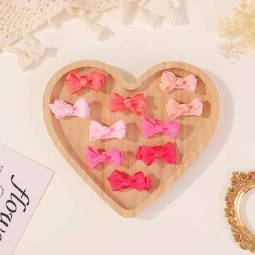 Mini Fully Lined Grosgrain Ribbon Hair Bows Clips for Baby Girls with Fine Hair - 40PCS (20 Color Pairs)