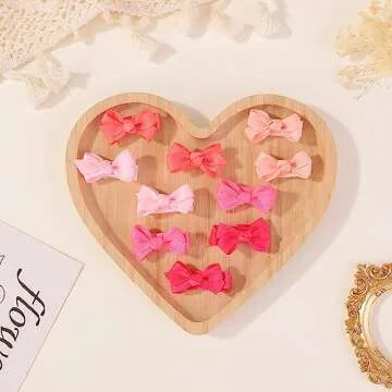 Mini Fully Lined Grosgrain Ribbon Hair Bows Clips for Baby Girls with Fine Hair - 40PCS (20 Color Pairs)