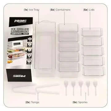Ice Chilled Condiment Caddy with 5 Containers for Parties
