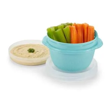 Rubbermaid TakeAlongs 2-Compartment Meal Prep and Food Storage Kit, 30 Pieces including Lids, BPA-Free Plastic, Reflecting Pool