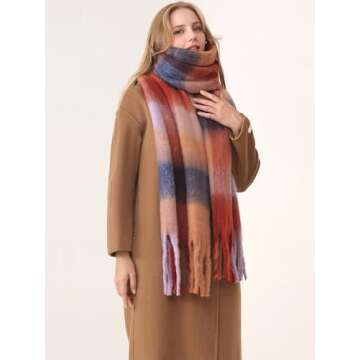 HOTIAN Women's Colorful Winter Scarf Oversized Warm Wrap