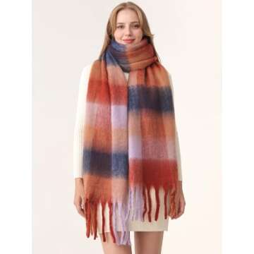 HOTIAN Women's Colorful Winter Scarf Oversized Warm Wrap
