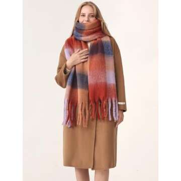 HOTIAN Women's Colorful Winter Scarf Oversized Warm Wrap